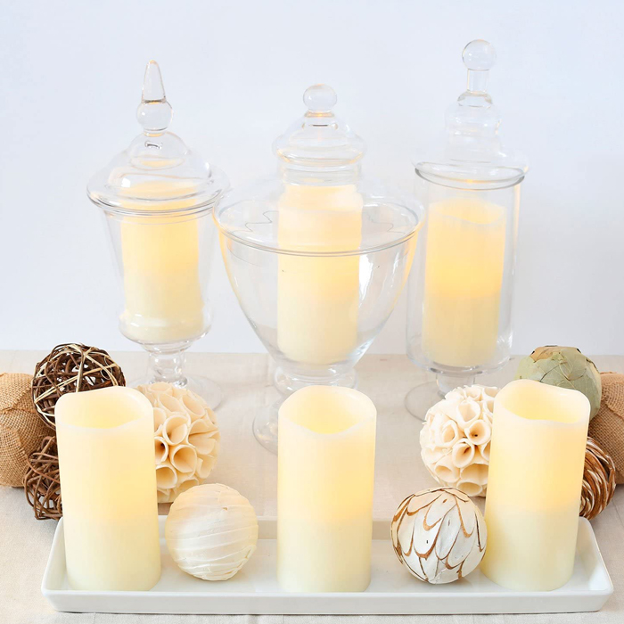 Set Of 6 Ivory Wax Candle Flameless - Maison Handal