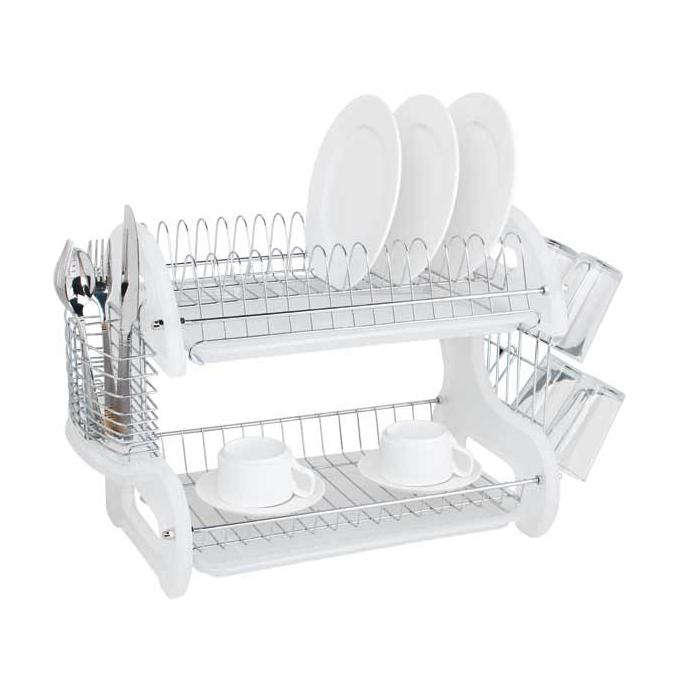 Plastic Dish Drainer 2 Tier White - Maison Handal